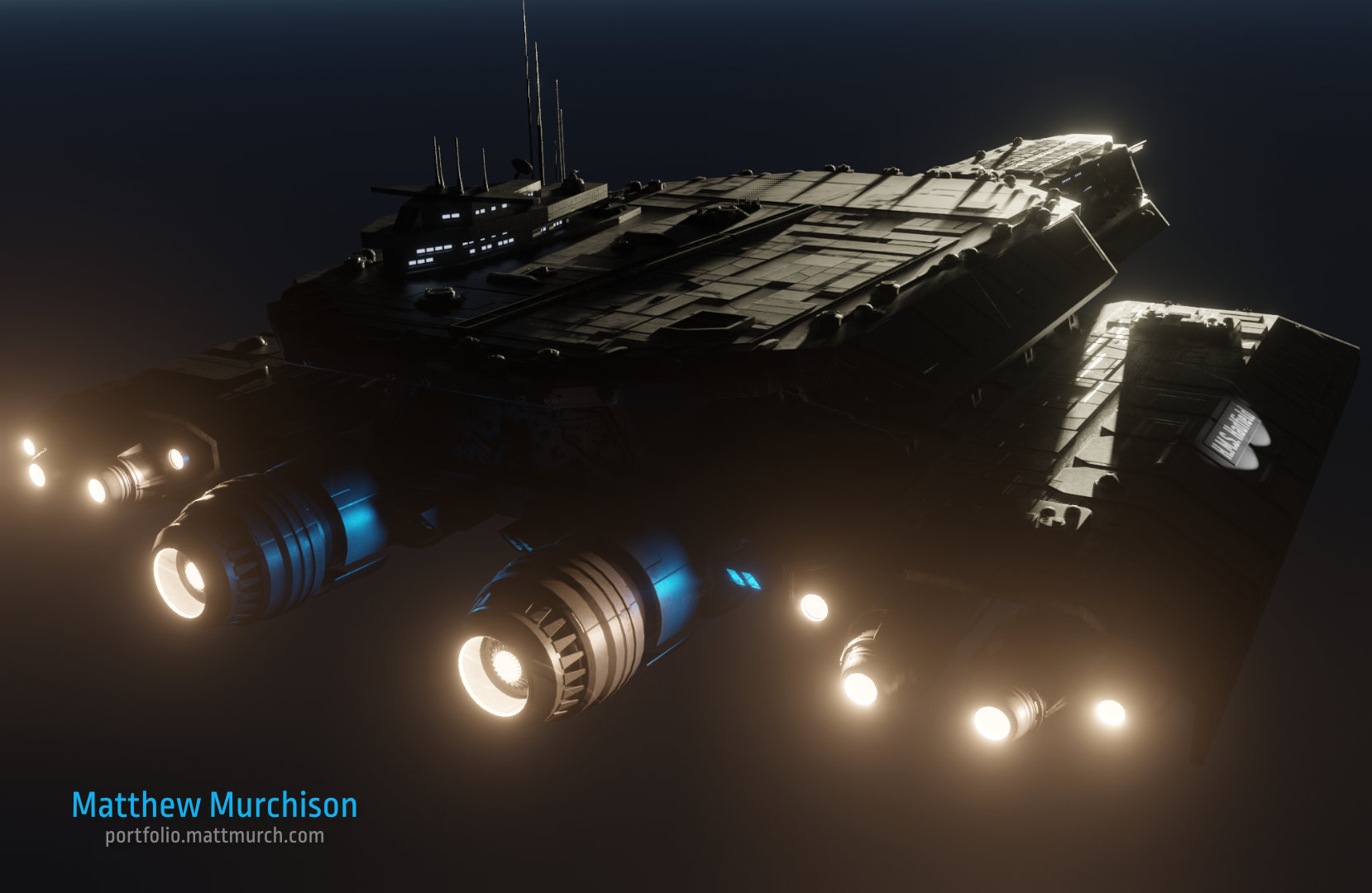 Rendered lighting test on the spaceship
