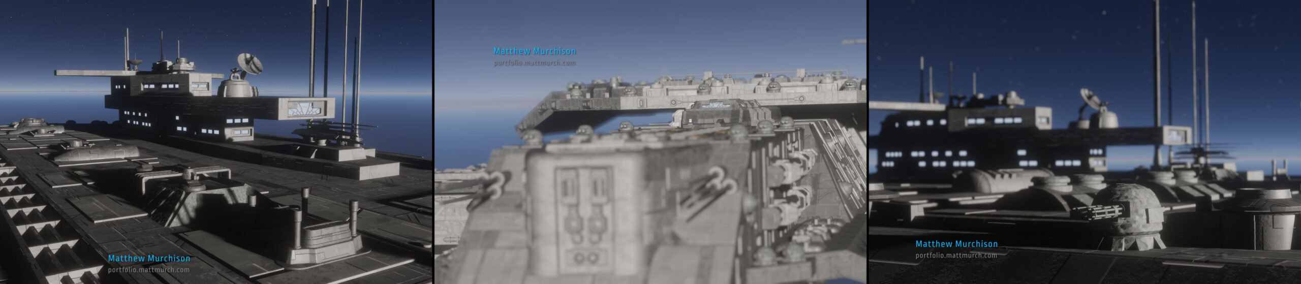 Greeble and detailed close ups of the model.