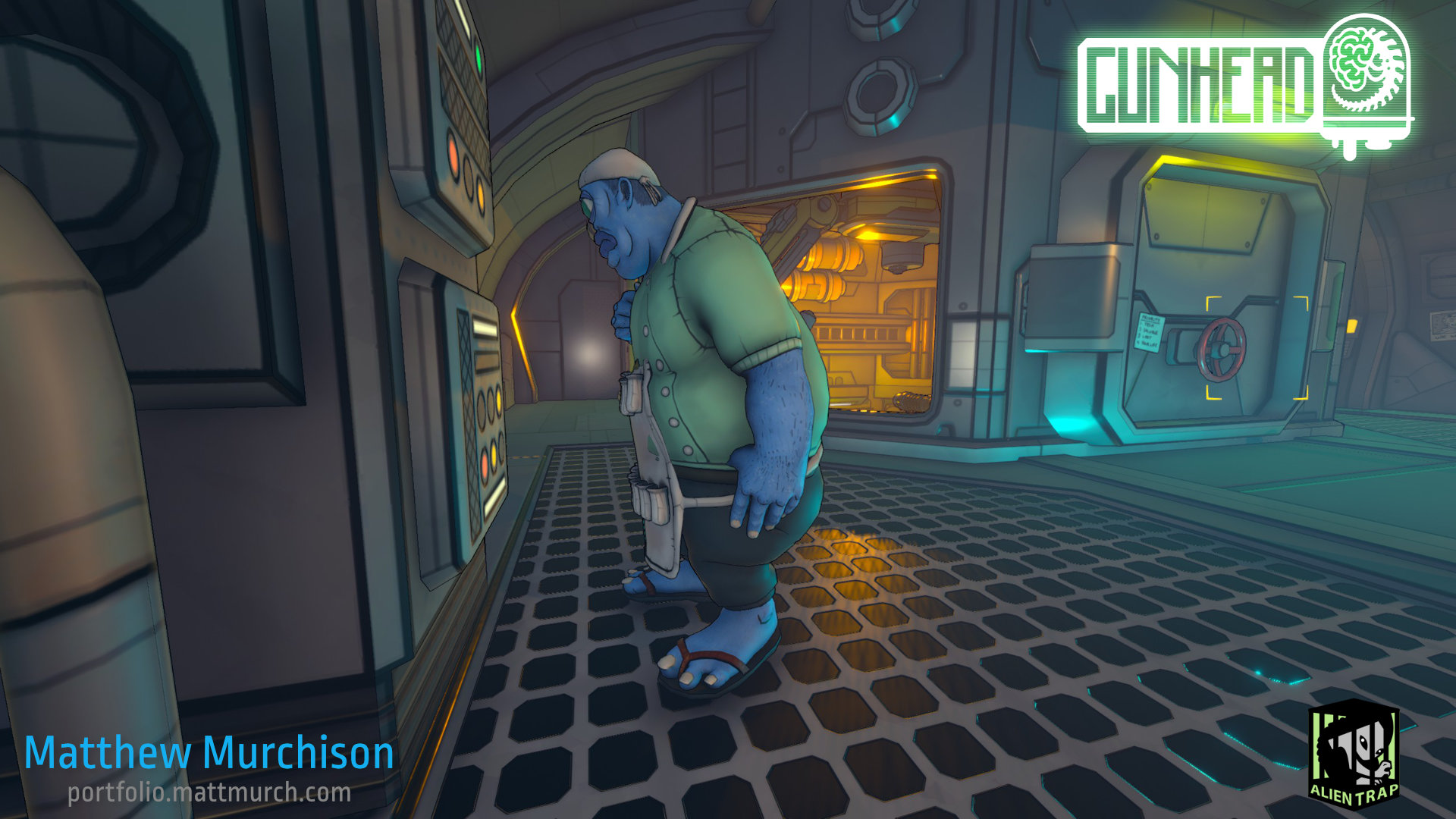 The scientist is a huge character, especially in the first person. He has a rounded design that minimizes the intimidation factor, though he is truly a hulking form in the environment.