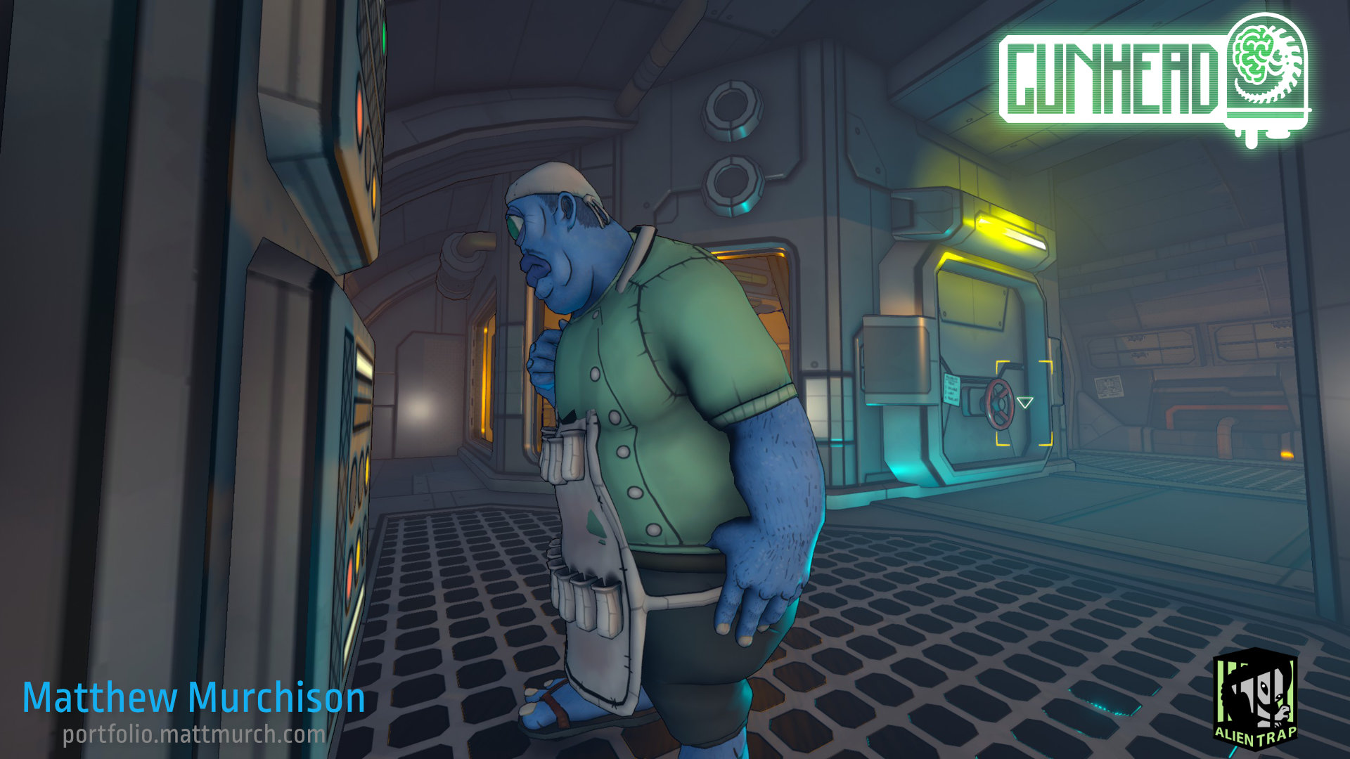 The scientist is a huge character, especially in the first person. He has a rounded design that minimizes the intimidation factor, though he is truly a hulking form in the environment.