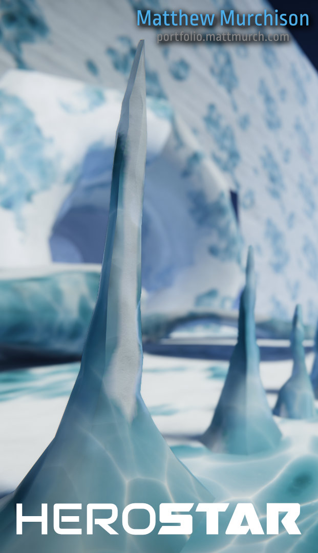 Using a world space triplanar projection I mapped the surface textures over the baked tangent and object space normal maps. Maximum individual detail, with blending/matching for any part of the environment the asset was placed in.