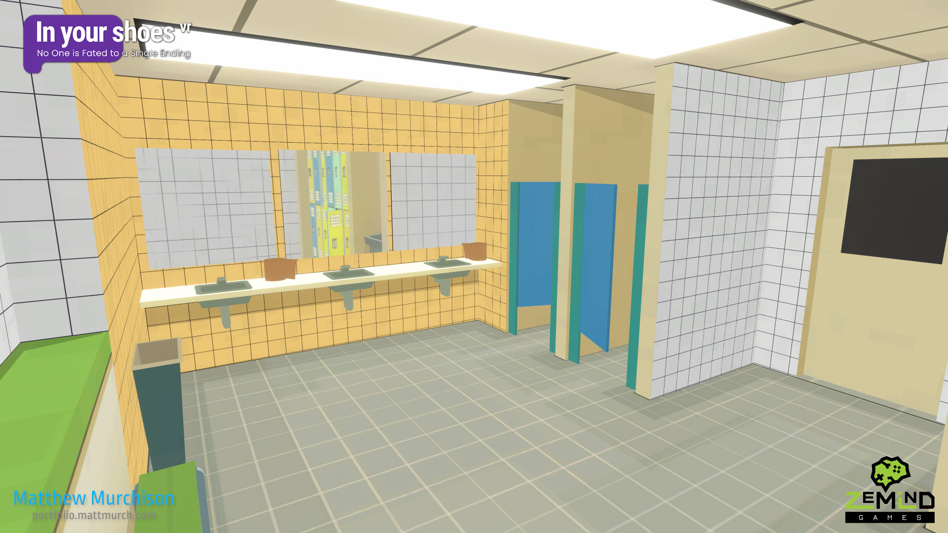 The washroom side of the locker room.