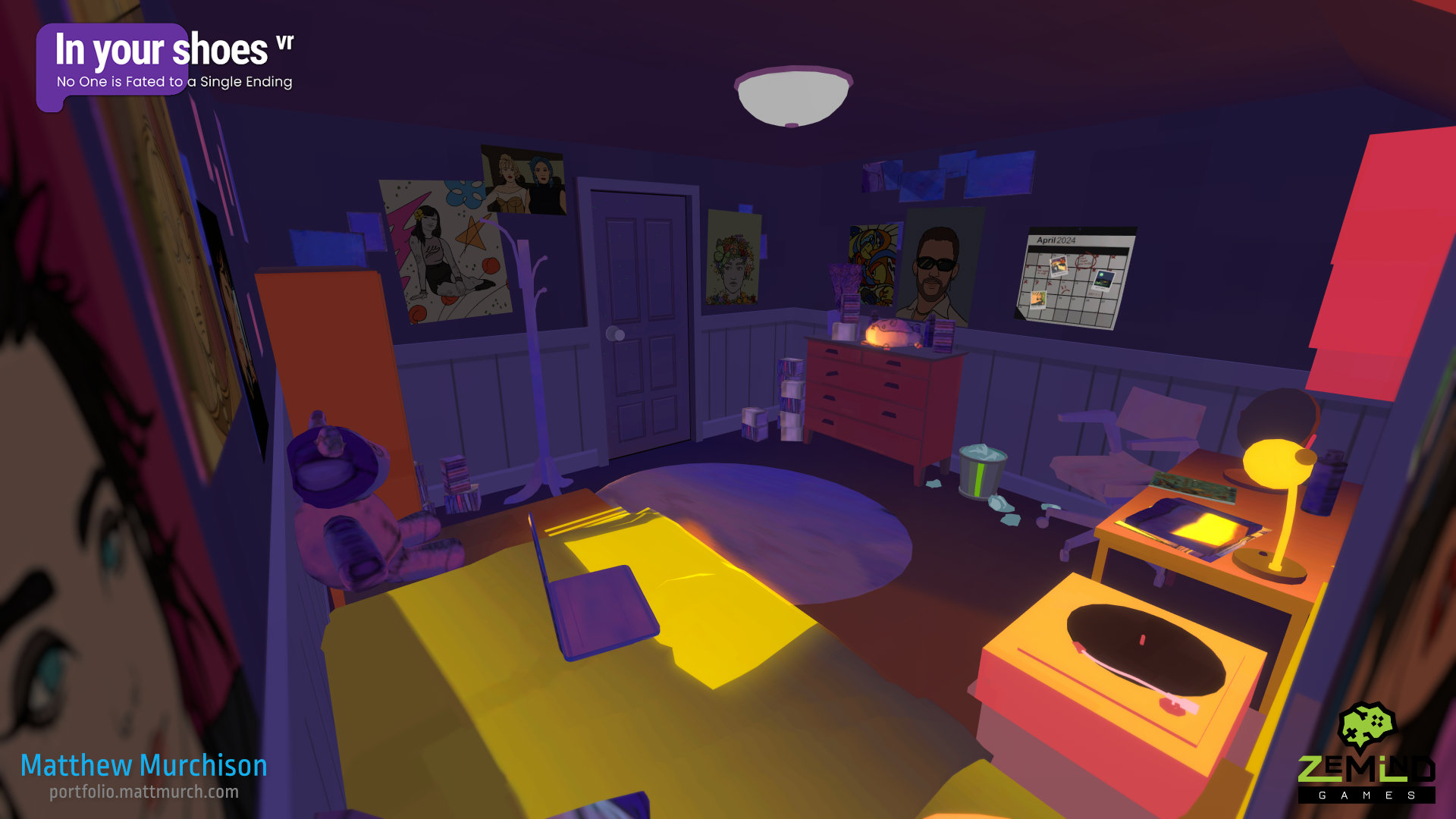 Lou's room environment.