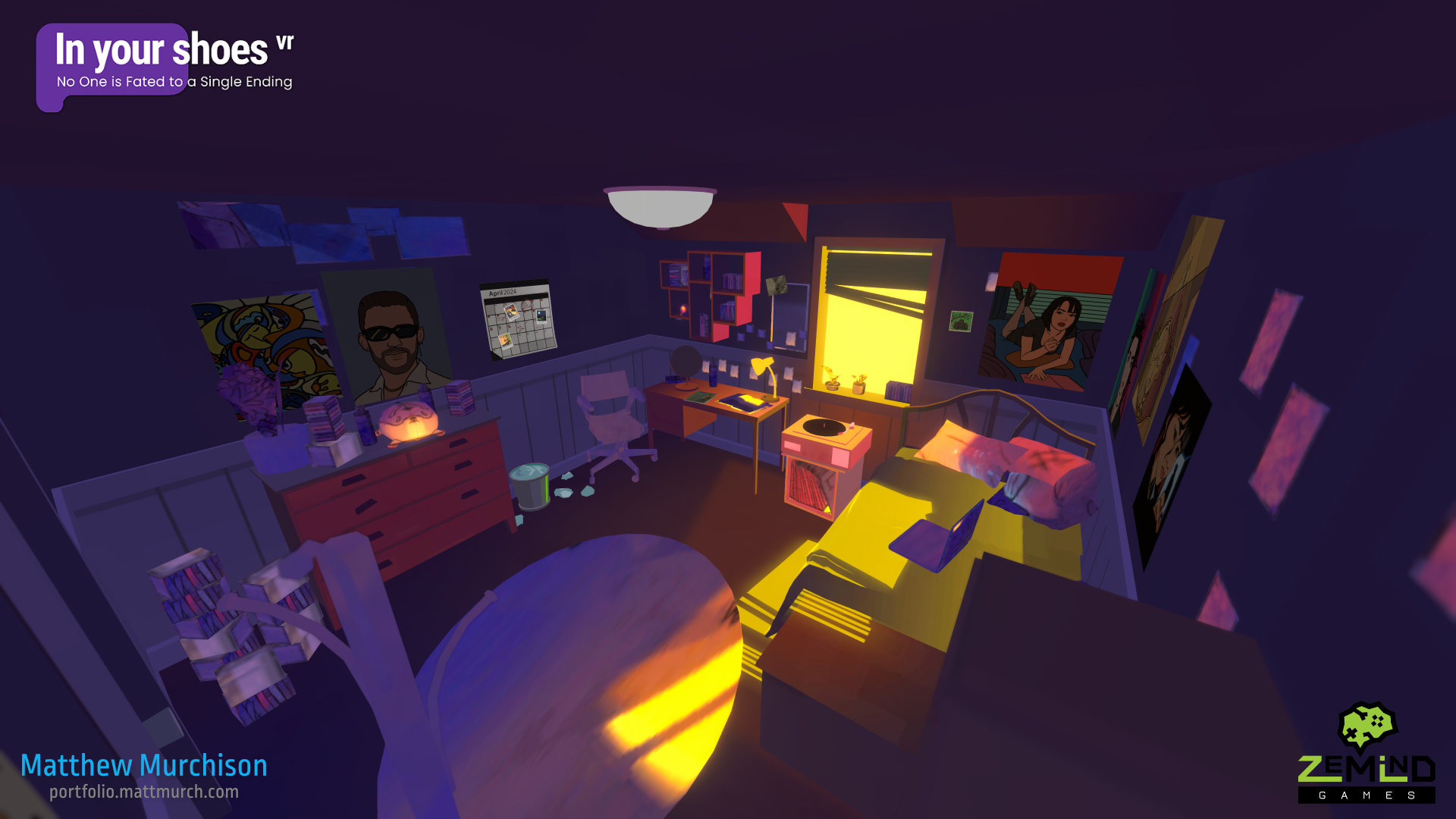 Lou's room environment.
