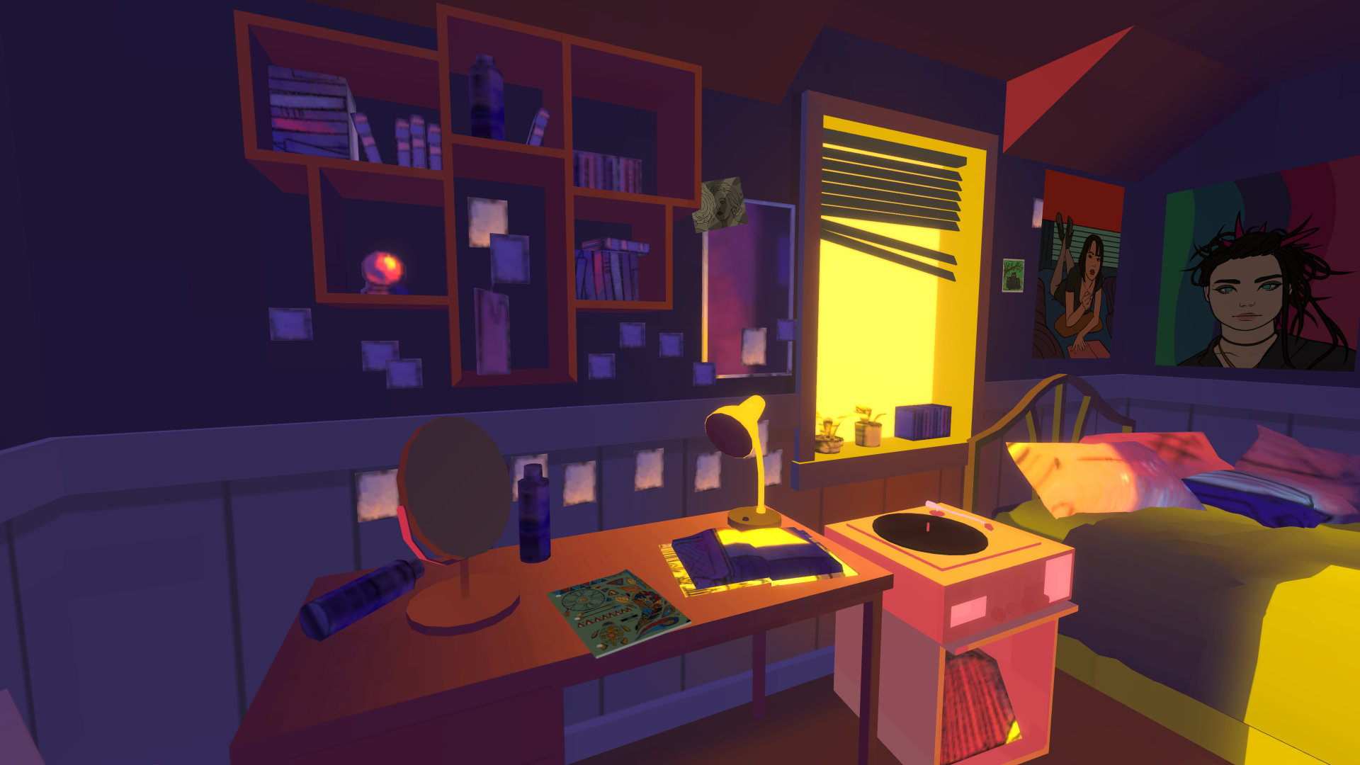 Lou's room environment.