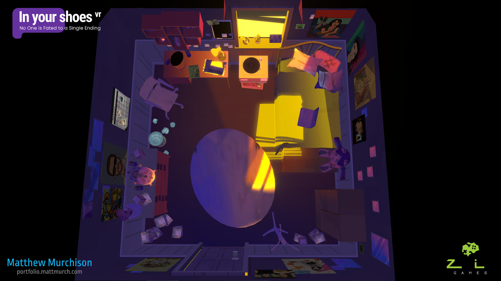 Lou's room environment.