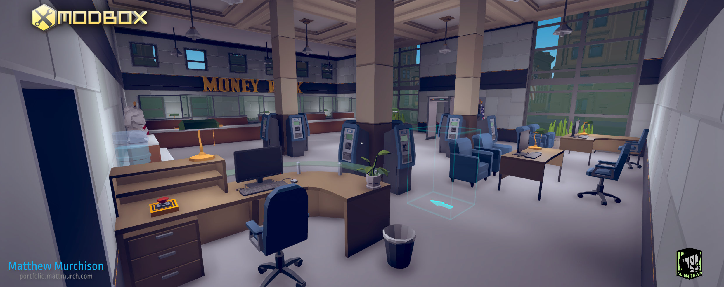The bank lobby/