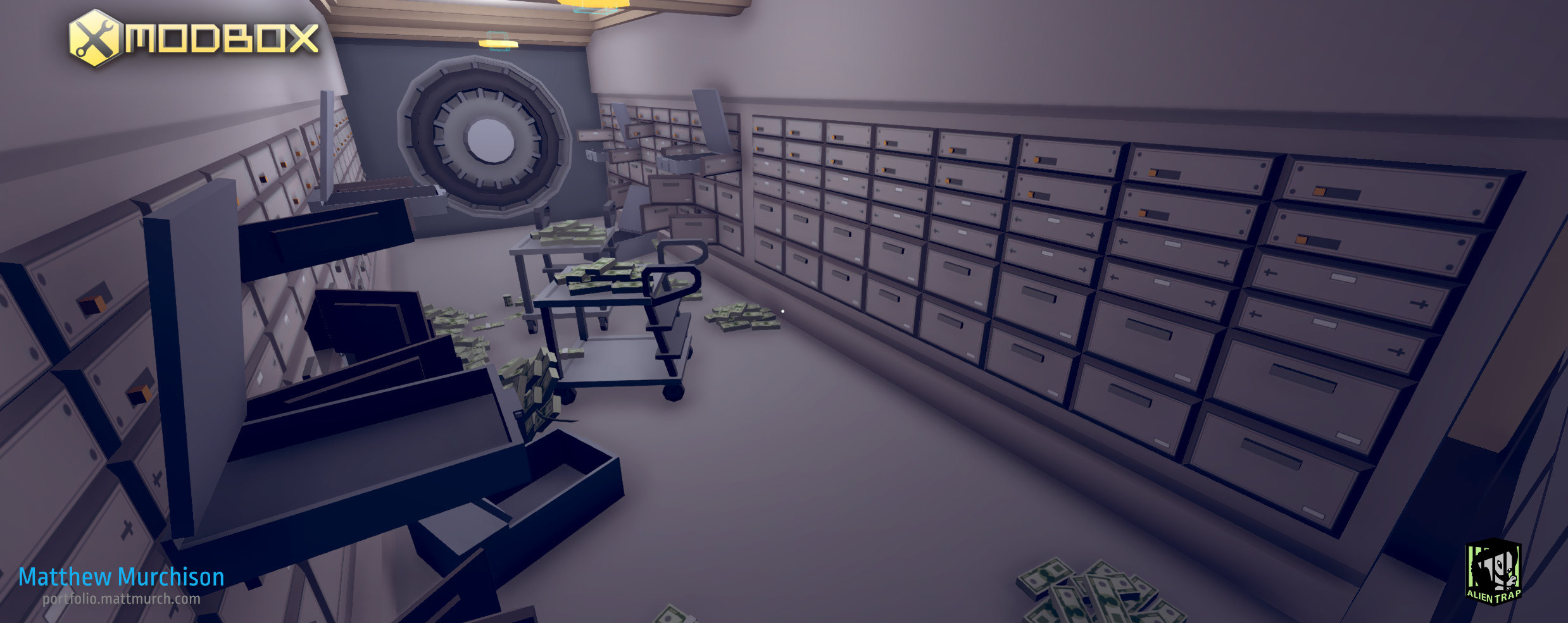 Inside the bank vault.