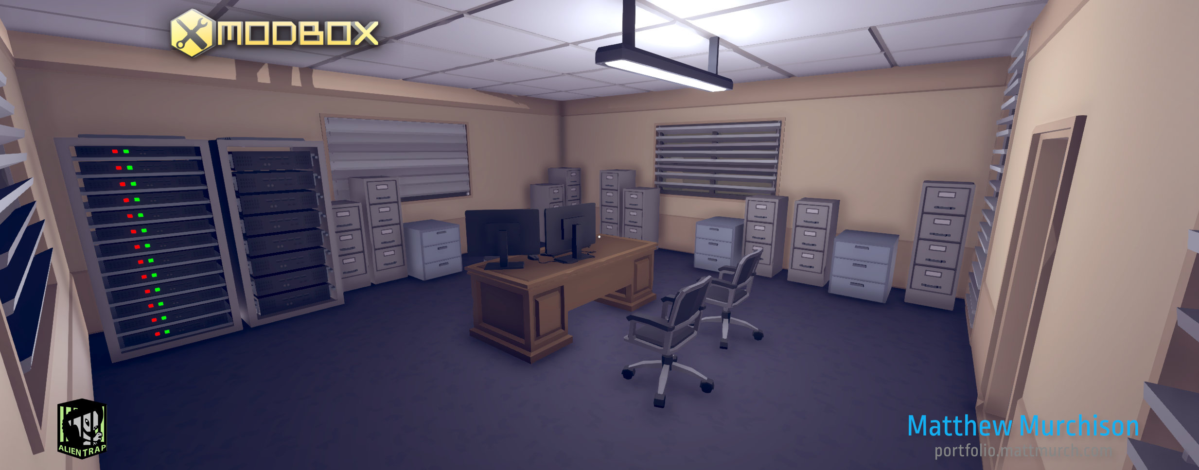 The intelligence office filled with servers and documents.