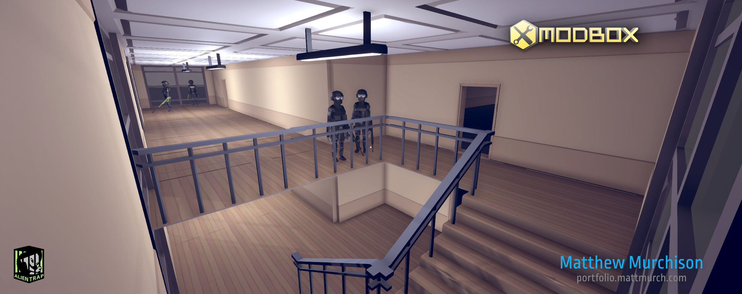 Above the lobby, armed security awaits.