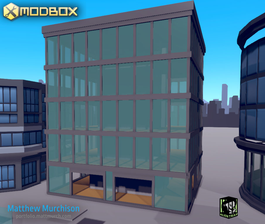 A entirely destructible office building, with full internal structures.