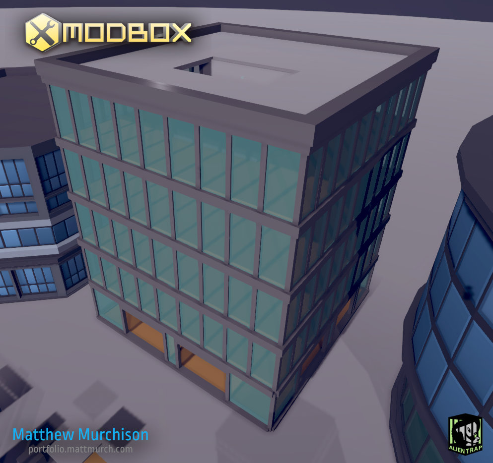 A entirely destructible office building, with full internal structures.