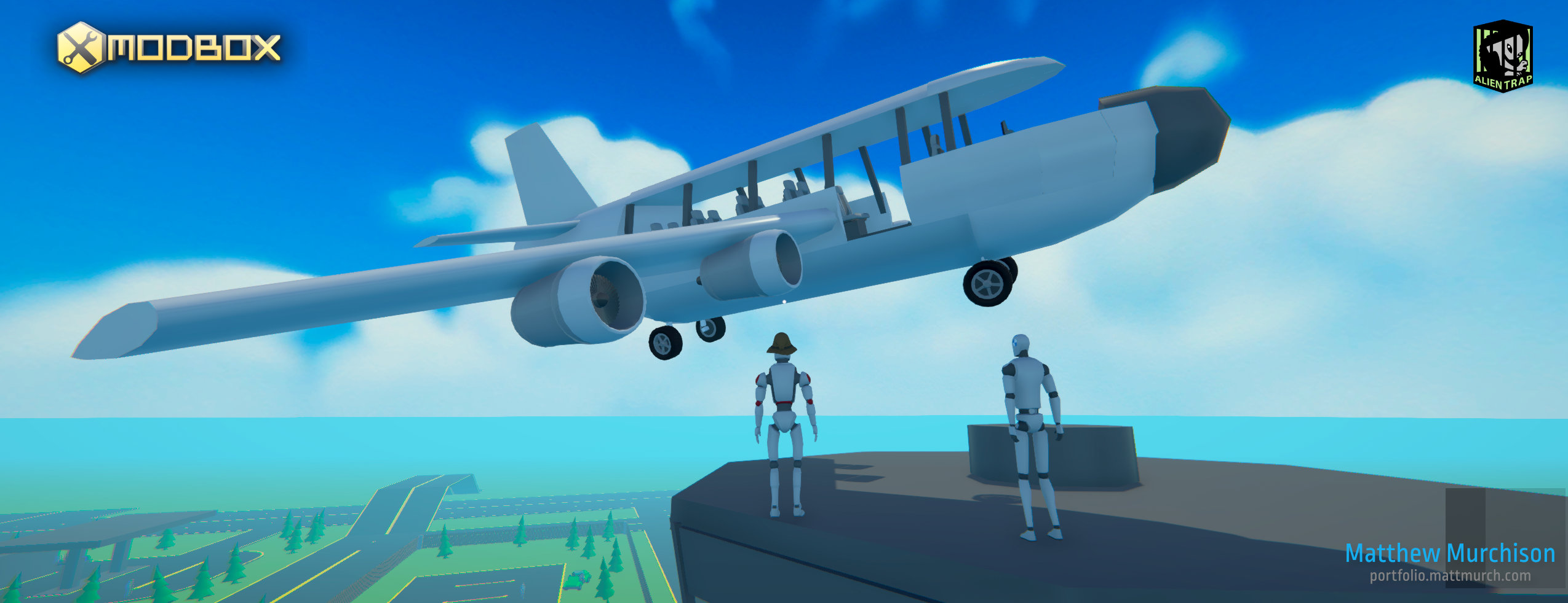 Flyable commercial plane made with our Modbox Primitives.