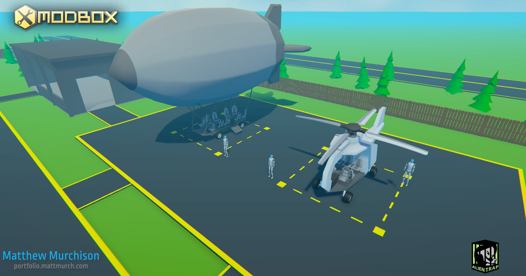 Flyable air vehicles made with our Modbox Primitives.