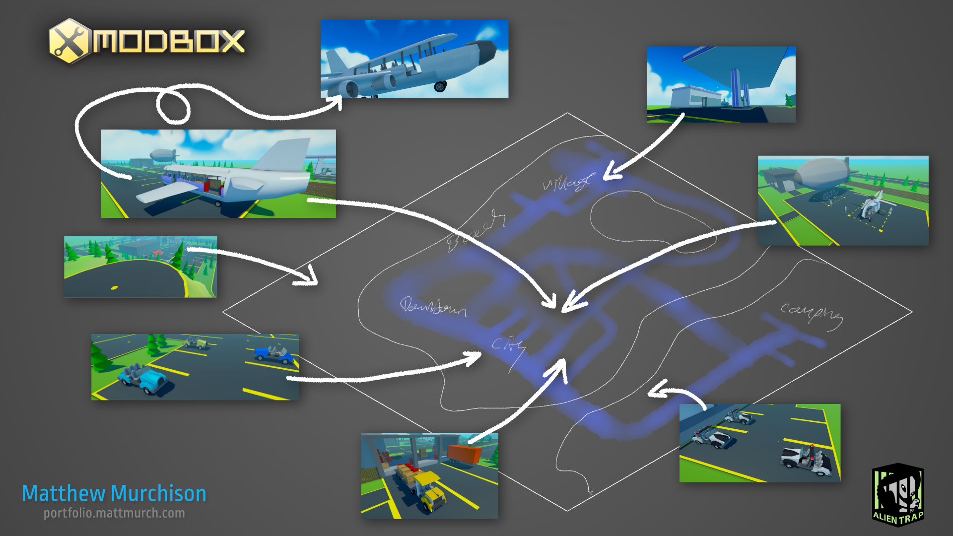 My initial planning sketch for the level, with final locations mapped.