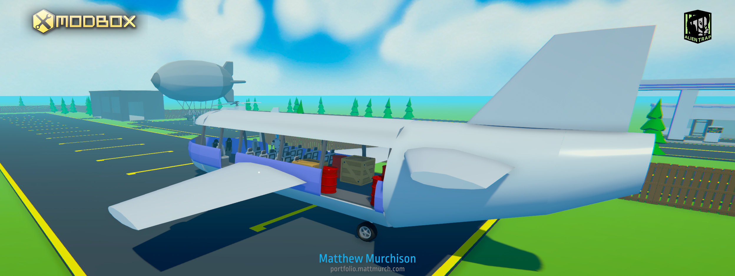 Flyable commercial plane made with our Modbox Primitives.