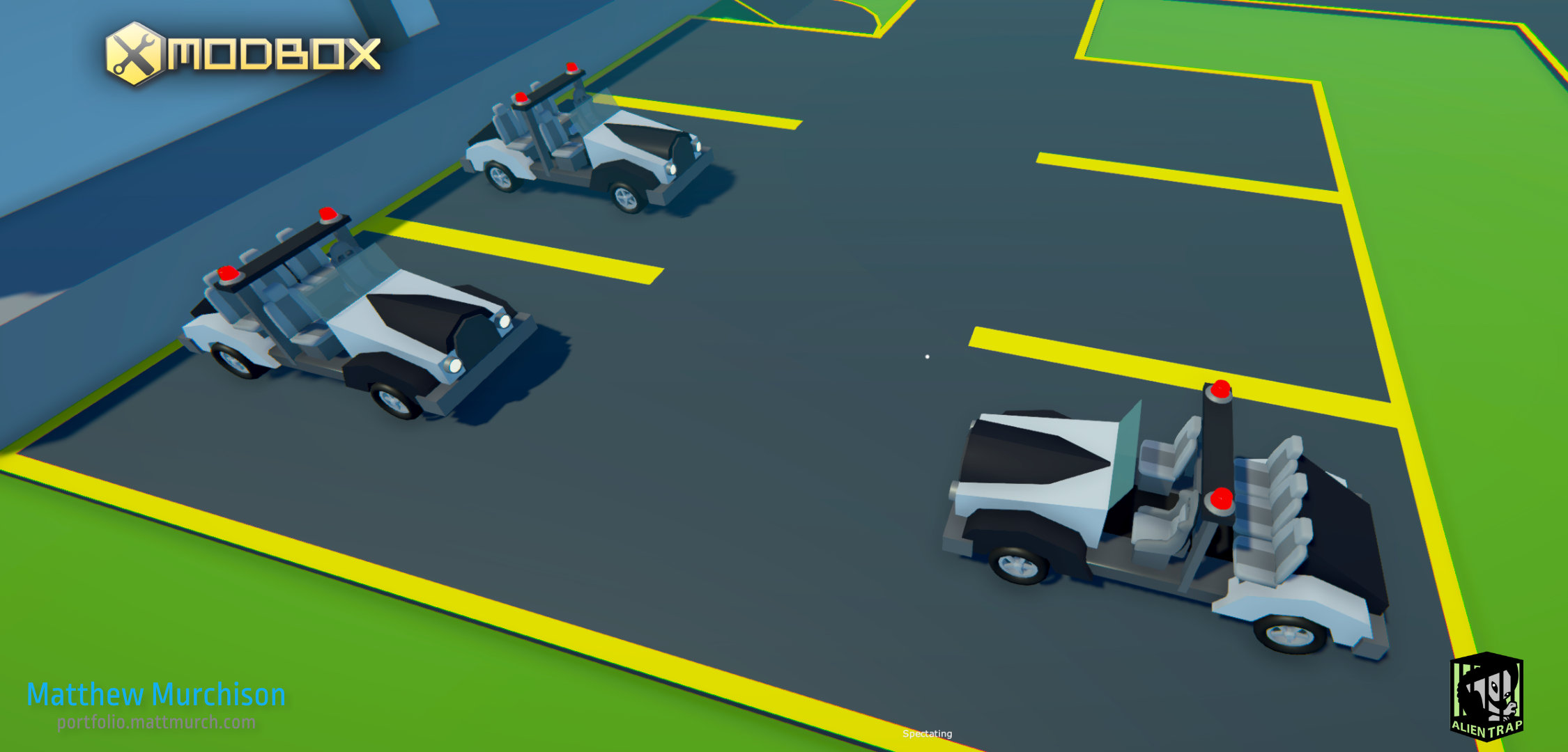 Drivable police cars made with our Modbox Primitives.