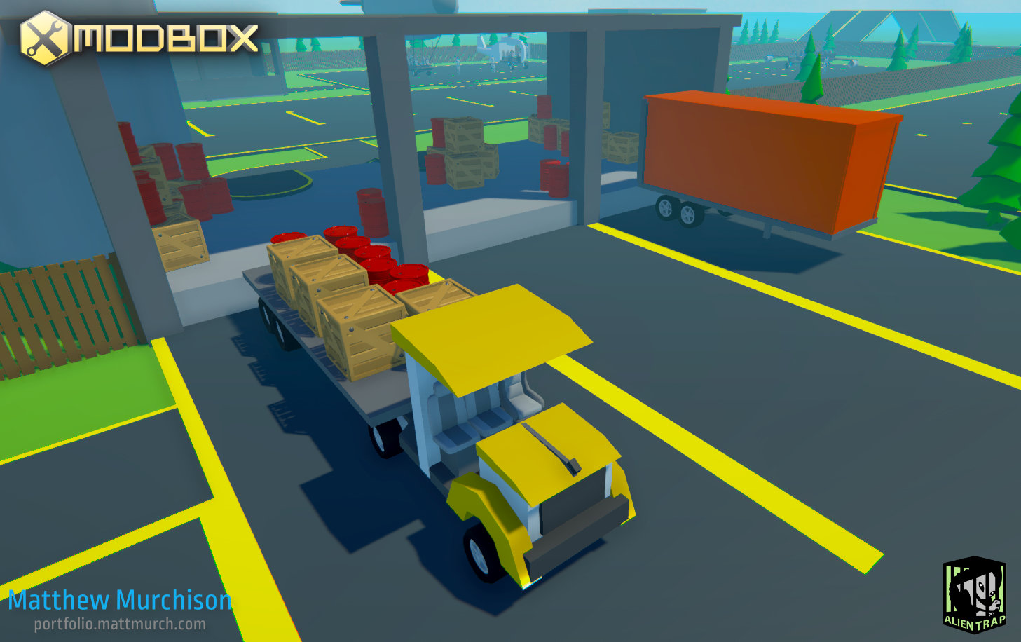 Drivable trucks made with our Modbox Primitives.