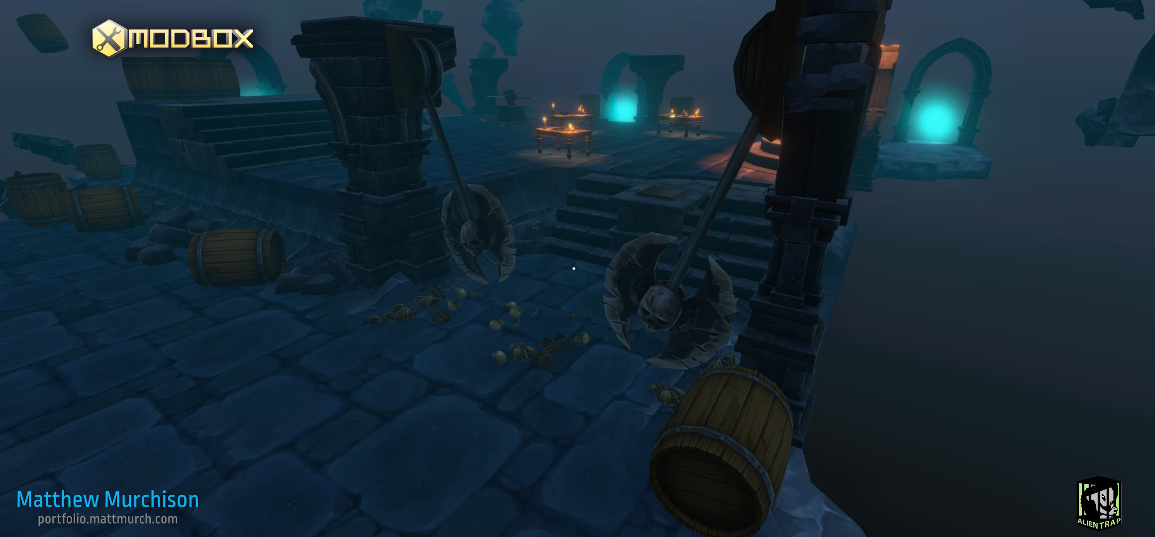 A double axe trap the player can trigger.