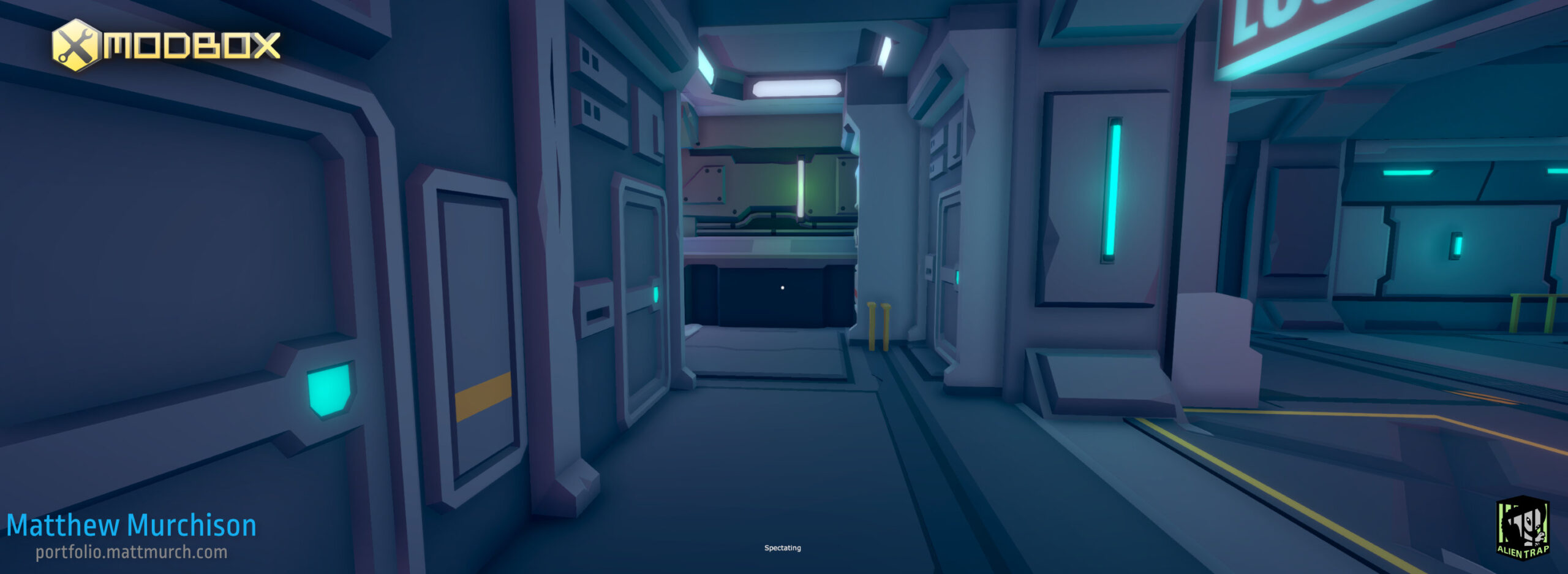 The locker room uses a zig zag to create places for player to hide or trap each other.