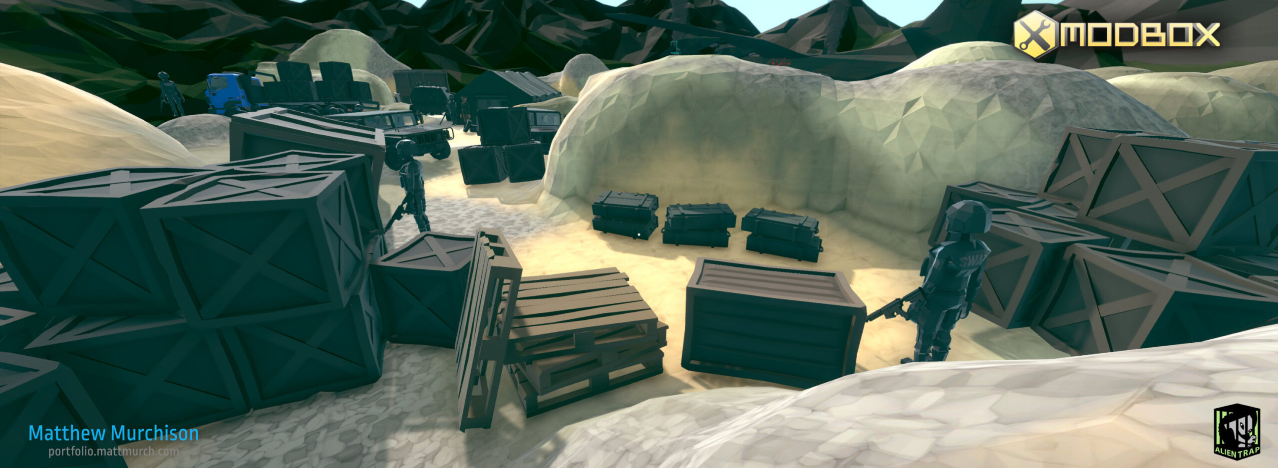 The soldiers setup a depot of scavenged equipment and cargo.