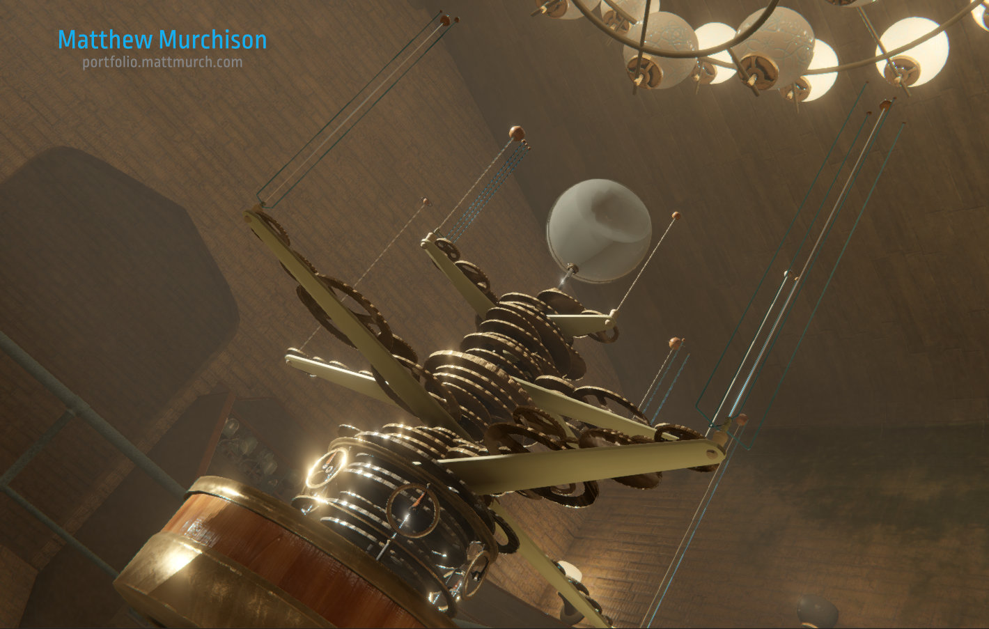 A close up of the intricate design work of the orrery.