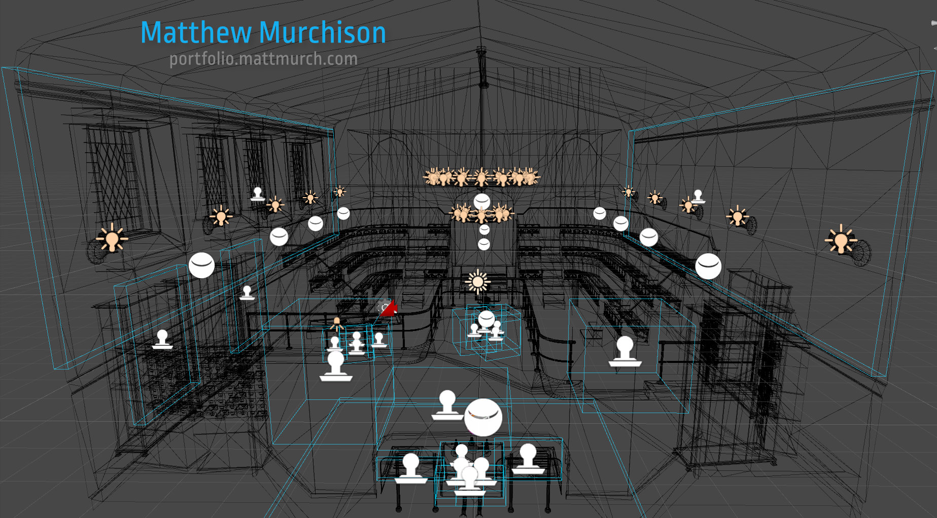 The operating hall in wireframe.