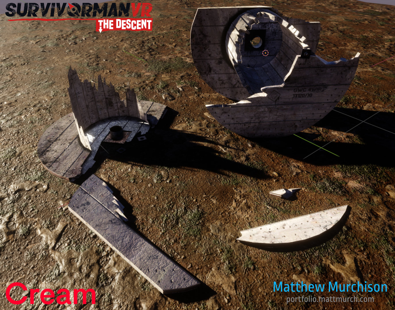 The shattered spool model with lighting.