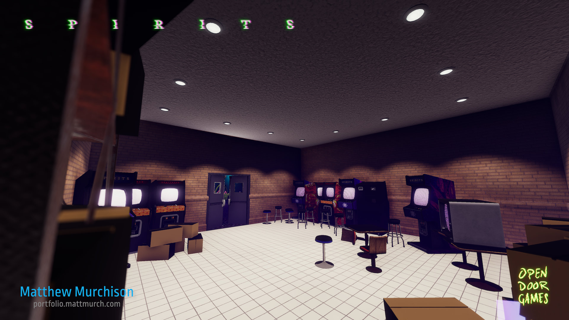 The room connecting Flashback Arcade too TechnoShed. Employees gather, to watch TV and play the Arcade games on there down time.