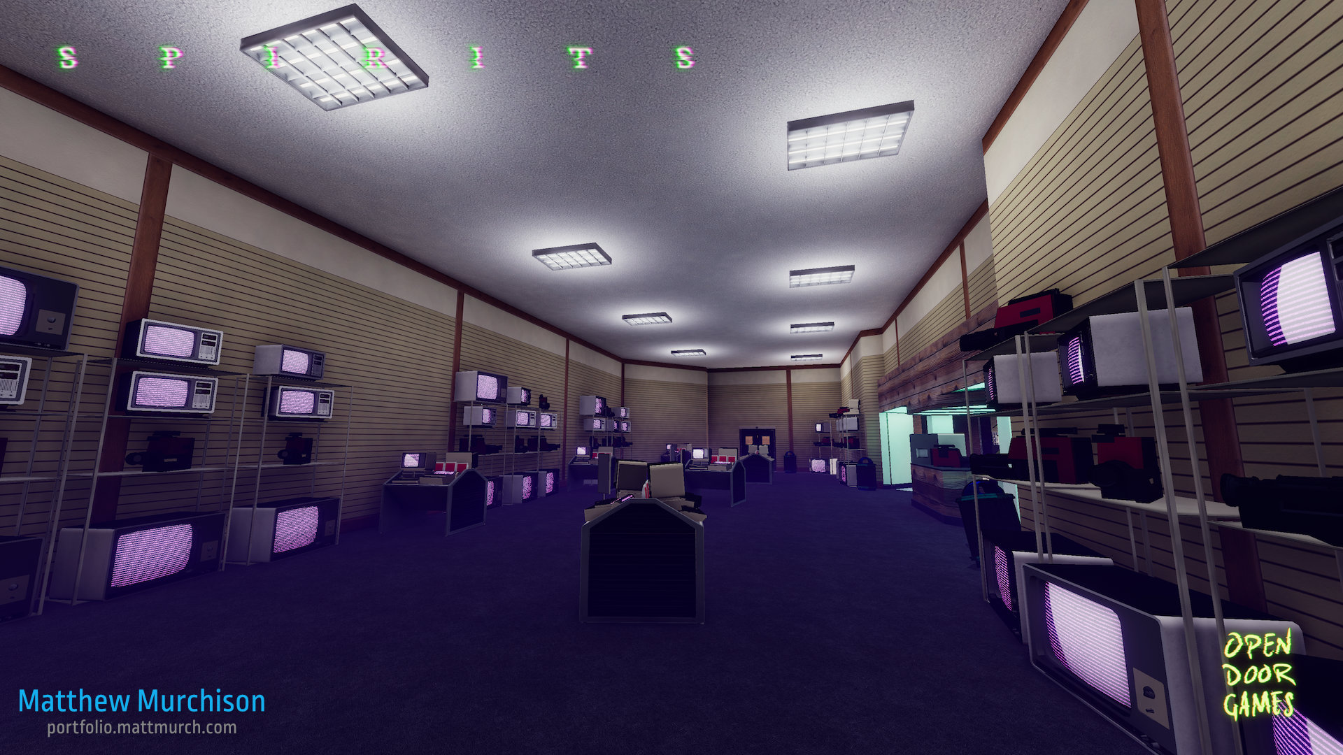 Inside of TechnoShed we optimized the environment for gameplay. It's a place where the player can hide and shoot unhindered until they got their bearings, or run out of TV's.