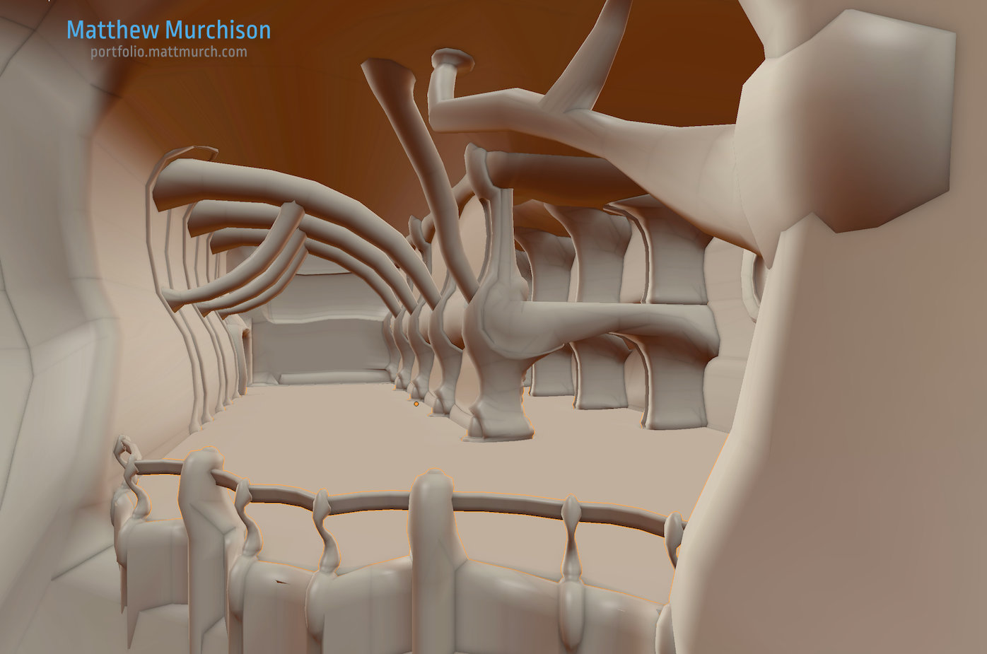 Balancing art complexity with the blocky nature of our level design.