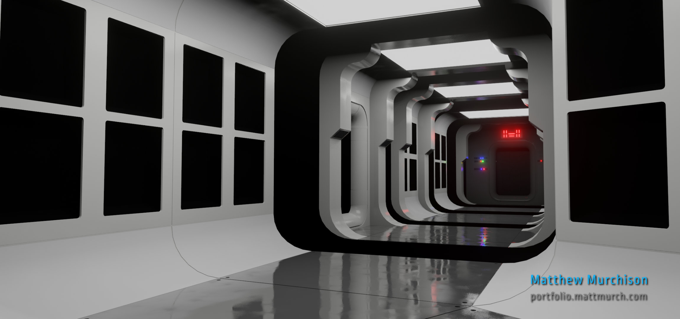 The hallway broken down itno it's modular component parts.