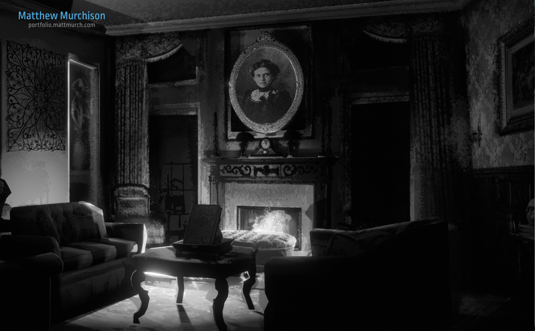 The sitting room with the cursor lighting showing.